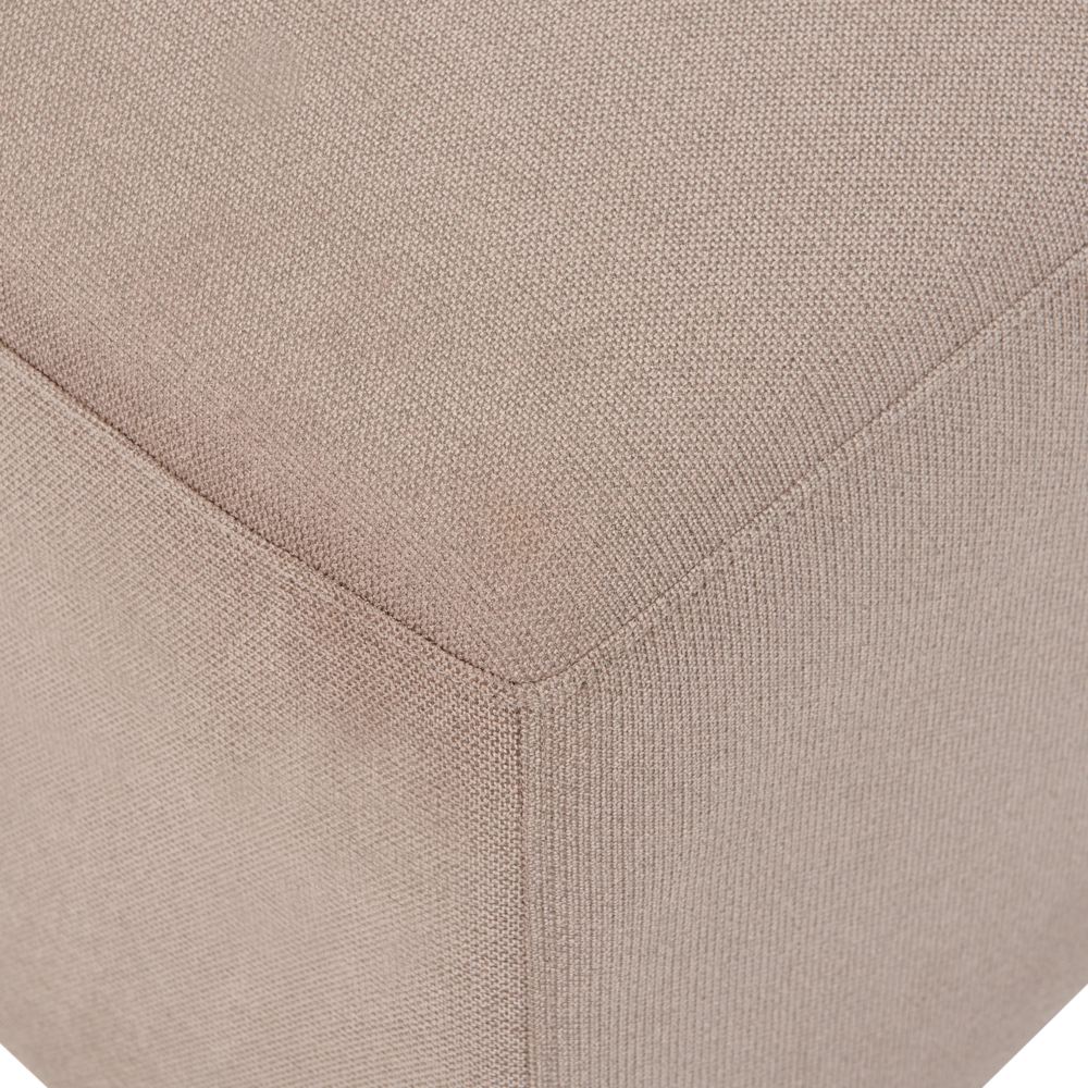 Divano stile moderno ad angolo con pouf in tessuto tortora lato sinistro