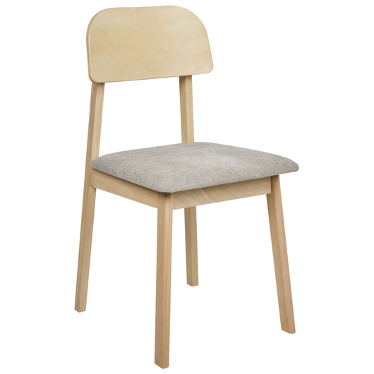 Set di 2 sedie da pranzo Struttura in legno di gomma chiaro Seduta in tessuto poliestere taupe Senza braccioli Design retrò