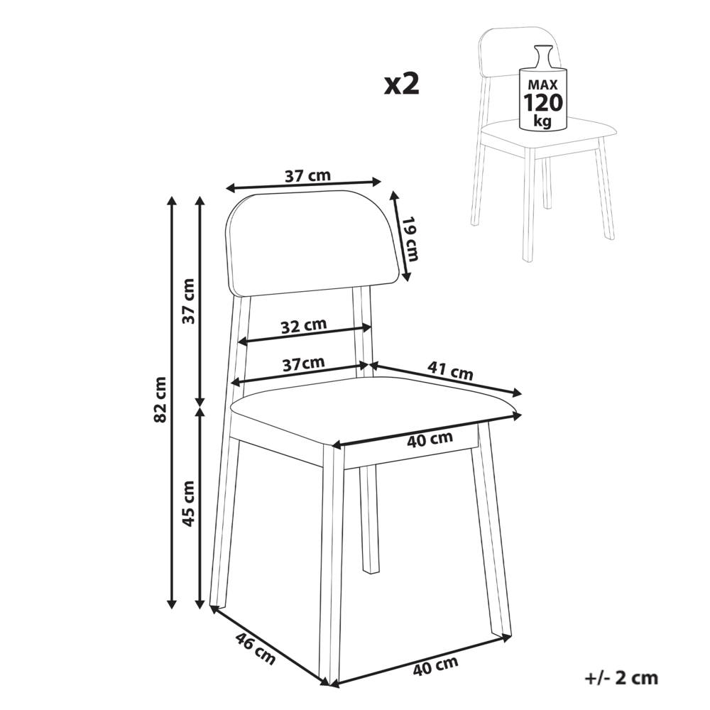 Set di 2 sedie da pranzo Struttura in legno di gomma chiaro Seduta in tessuto poliestere taupe Senza braccioli Design retrò