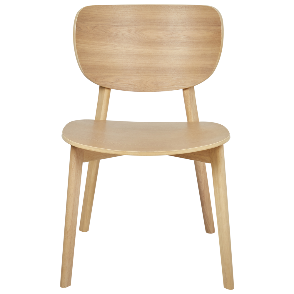 Set di 2 sedie da pranzo con struttura e gambe in legno di gomma chiaro stile minimalista