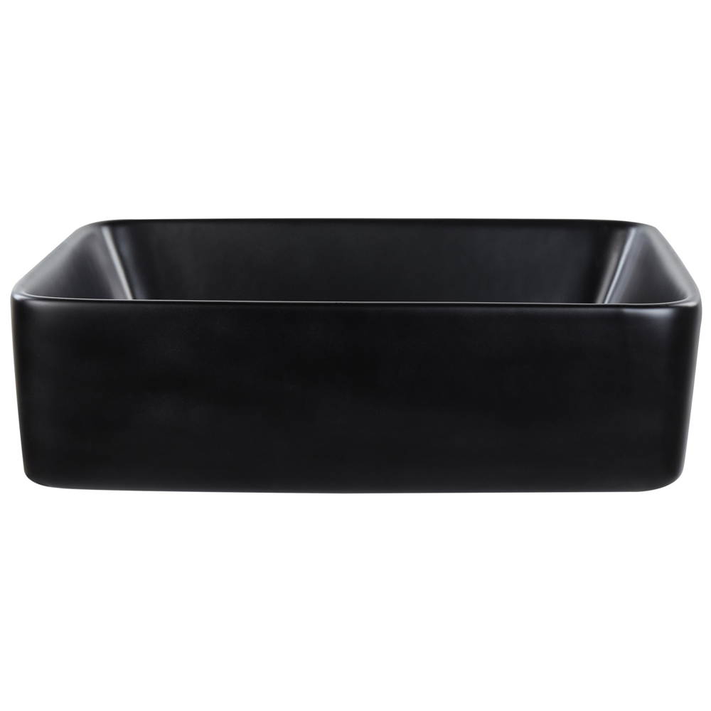 Lavabo da appoggio in ceramica nera lucida 490 x 380 mm Lavello da bagno rettangolare