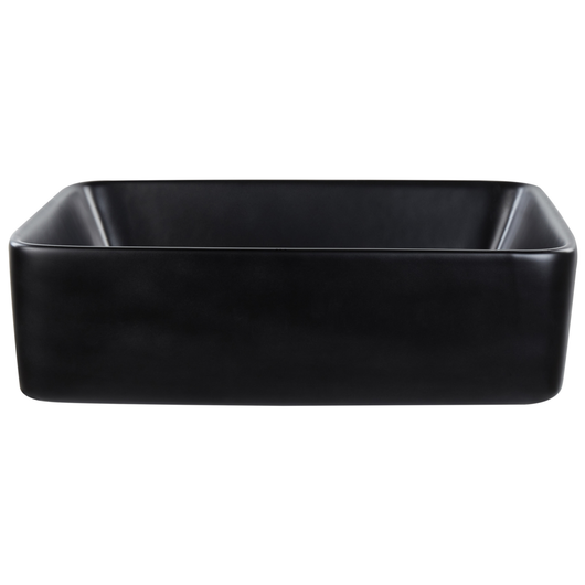 Lavabo da appoggio in ceramica nera lucida 490 x 380 mm Lavello da bagno rettangolare