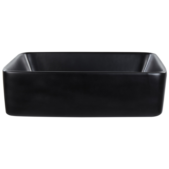 Lavabo da appoggio in ceramica nera lucida 490 x 380 mm Lavello da bagno rettangolare