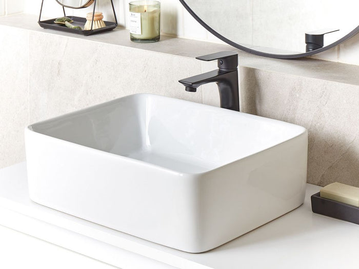 Lavabo da appoggio in ceramica bianca lucida 490 x 380 mm Lavello da bagno rettangolare