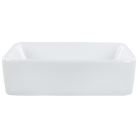 Lavabo da appoggio in ceramica bianca lucida 490 x 380 mm Lavello da bagno rettangolare