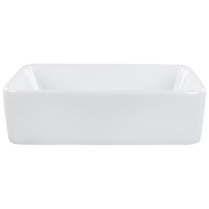Lavabo da appoggio in ceramica bianca lucida 490 x 380 mm Lavello da bagno rettangolare