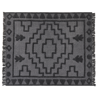 Coperta Grigio Cotone 220 x 240 cm Grande Coperta Letto Lancio Ciuffo Stile Boho