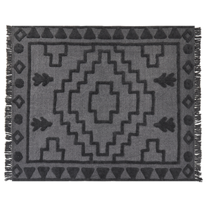 Coperta Grigio Cotone 220 x 240 cm Grande Coperta Letto Lancio Ciuffo Stile Boho