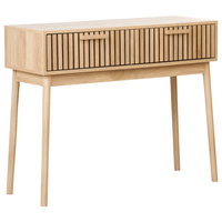 Tavolo Consolle Legno Chiaro Gambe in legno massiccio MDF 2 Cassetti Soggiorno Camera da letto Corridoio