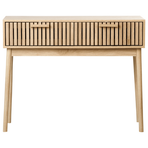 Tavolo Consolle Legno Chiaro Gambe in legno massiccio MDF 2 Cassetti Soggiorno Camera da letto Corridoio