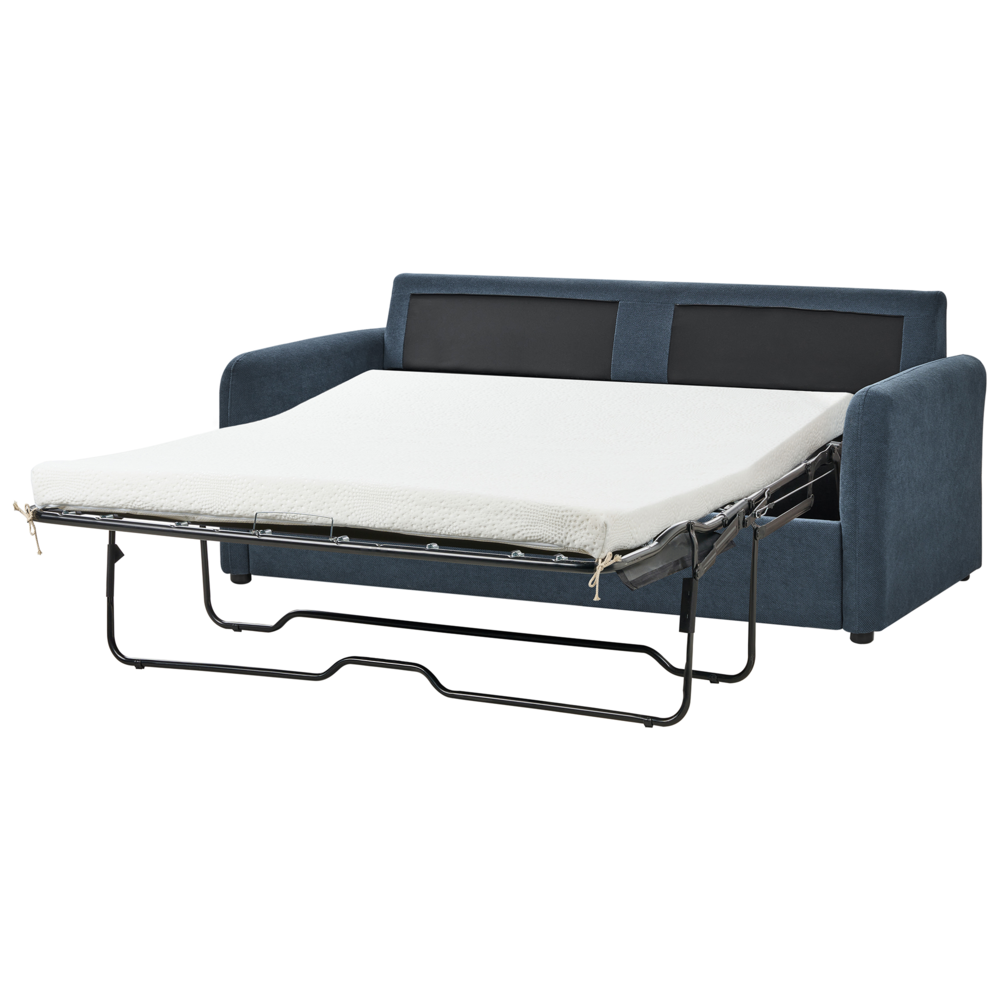 Divano letto 3 posti in tessuto blu marino con funzione Sleeper stile moderno