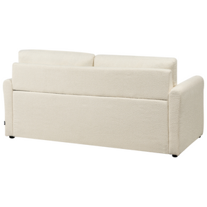Divano letto 3 posti in tessuto bouclè beige con funzione Sleeper stile moderno