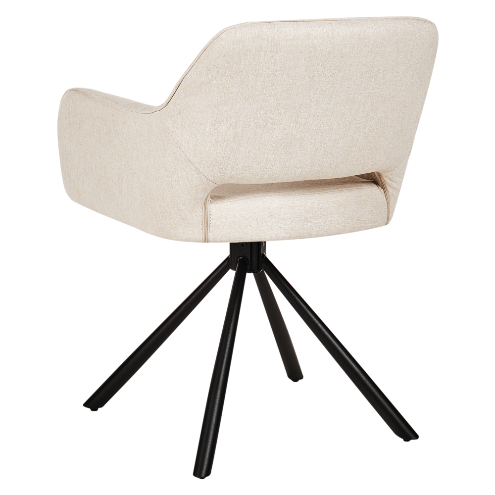 Set di 2 sedie da pranzo girevoli in tessuto beige chiaro con braccioli schienale gambe in metallo nero Retro Transitional