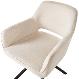 Set di 2 sedie da pranzo girevoli in tessuto beige chiaro con braccioli schienale gambe in metallo nero Retro Transitional