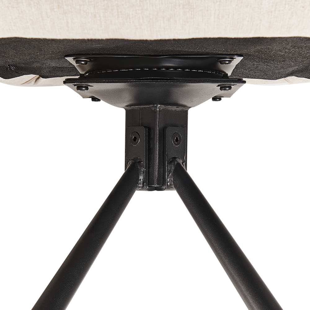 Set di 2 sedie da pranzo girevoli in tessuto beige chiaro con braccioli schienale gambe in metallo nero Retro Transitional