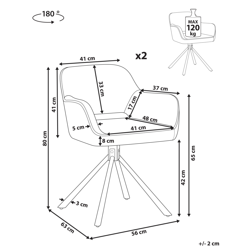 Set di 2 sedie da pranzo girevoli in tessuto beige chiaro con braccioli schienale gambe in metallo nero Retro Transitional