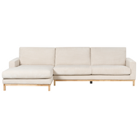 Divano angolare a destra Tappezzeria in corda jumbo beige chiaro Gambe in legno Elegante