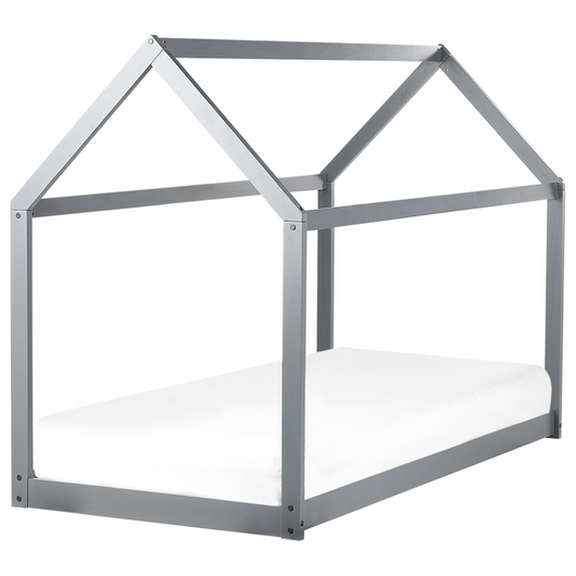 Letto a casetta per bambini in legno di pino grigio UE misura singola 90 x 200 cm con telaio a doghe letto per bambini piccoli