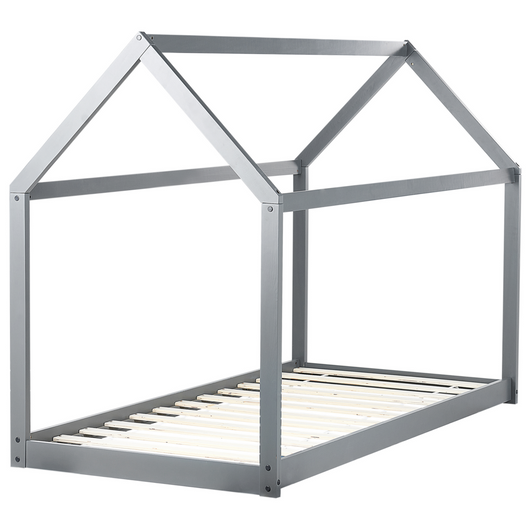 Letto a casetta per bambini in legno di pino grigio UE misura singola 90 x 200 cm con telaio a doghe letto per bambini piccoli