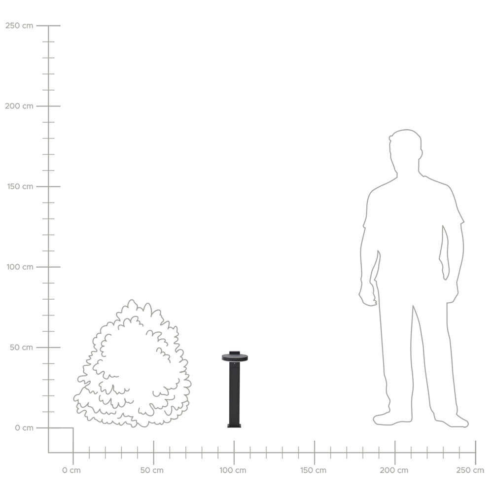 Lampada dissuasore da giardino a LED per sentieri 50 cm in alluminio nero stile moderno