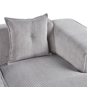 Divano Angolare lato sinistro in velluto a coste grigio con cuscini decorativi stile Moderno