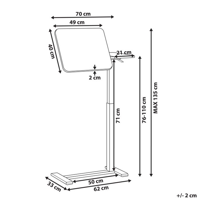 Scrivania per laptop in piedi regolabile manualmente telaio in acciaio verde chiaro 70 x 40 cm struttura in acciaio verniciato a polvere