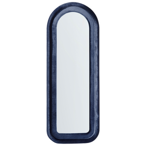 Specchio da parete blu scuro con cornice in MDF, vetro 60 x 160 cm, forma irregolare, pezzo decorativo da parete, stile moderno.