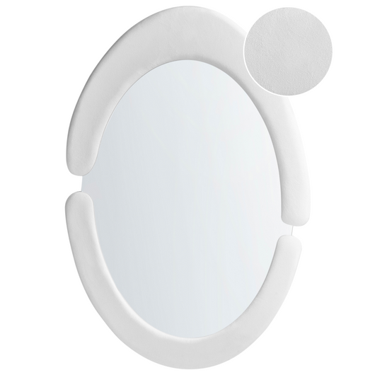 Specchio da parete in MDF bianco con cornice in vetro 53 x 89 cm Forma irregolare Decorativo a parete Pezzo d'arredo Stile moderno