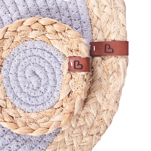 Set di 12 tovagliette e sottobicchieri rotondi in iuta di cotone naturale fatti a mano da 35/10 cm Grigio e naturale stile boho