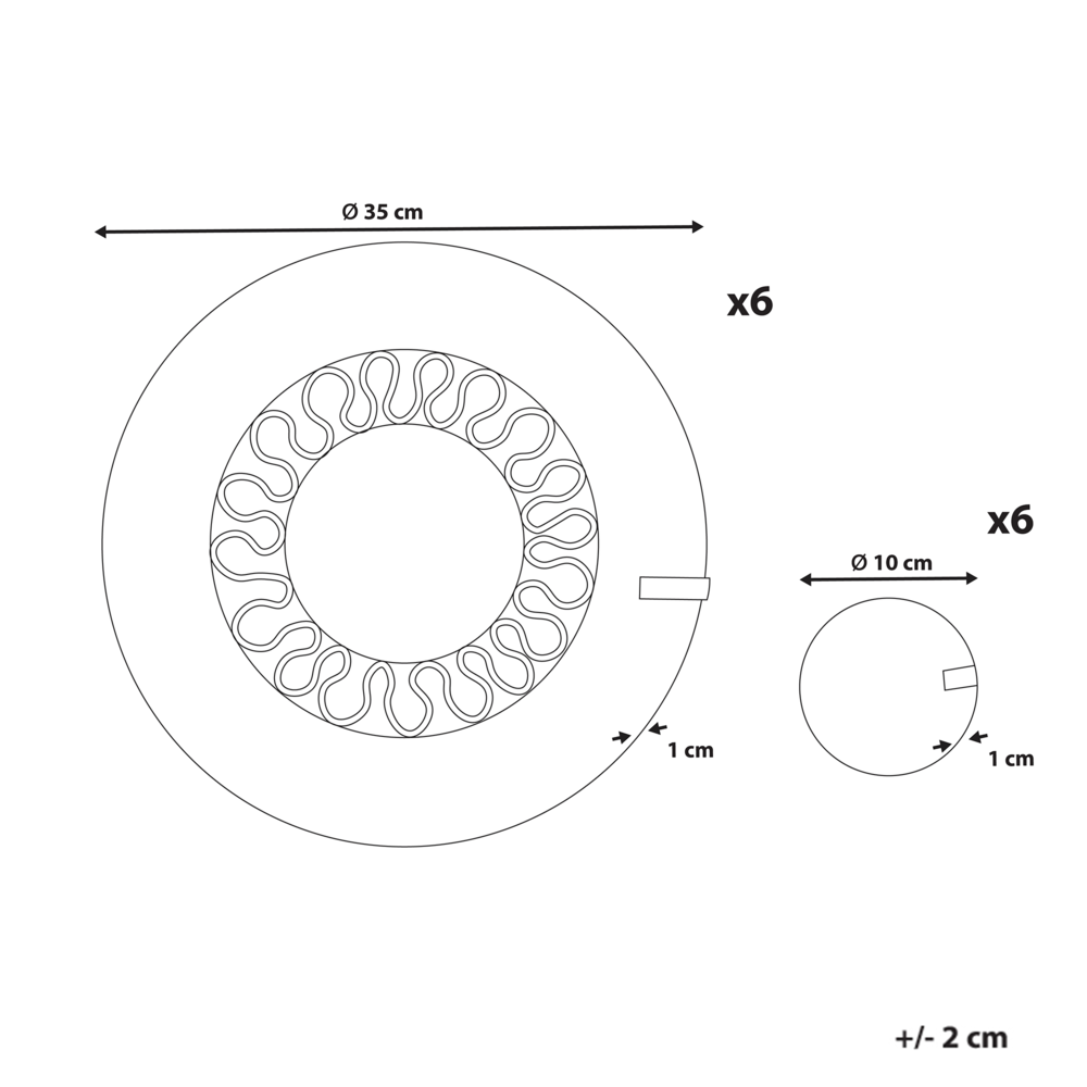 Set di 12 tovagliette e sottobicchieri in alghe naturali 35/10 cm rotonde fatte a mano in stile boho
