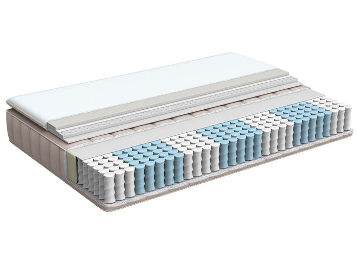 Materasso a molle insacchettate in lattice bianco e beige EU 140 x 200 cm duro con cerniera e rivestimento in poliestere rimovibile Accessori per la camera da letto