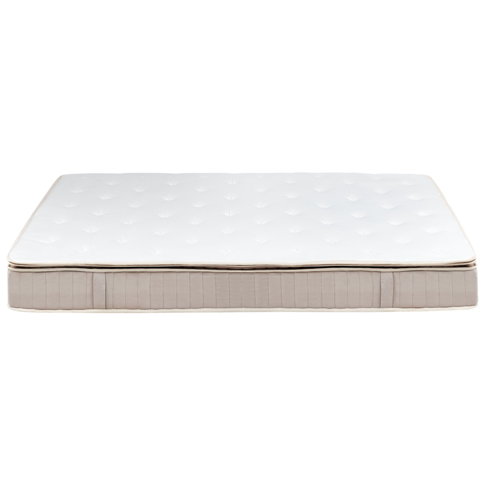 Materasso a molle insacchettate in lattice bianco e beige EU 160 x 200 cm durezza media con cerniera e rivestimento in poliestere rimovibile Accessori per la camera da letto