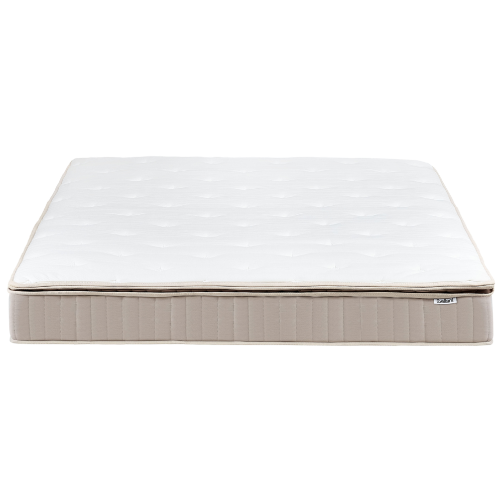 Materasso a molle insacchettate in lattice bianco e beige EU 160 x 200 cm durezza media con cerniera e rivestimento in poliestere rimovibile Accessori per la camera da letto