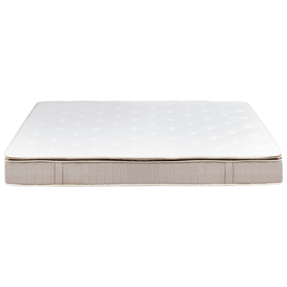 Materasso a molle insacchettate in lattice bianco e beige EU 180 x 200 cm duro con cerniera e rivestimento in poliestere rimovibile Accessori per la camera da letto
