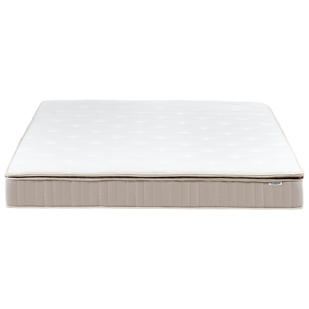 Materasso a molle insacchettate in lattice bianco e beige EU 180 x 200 cm durezza media con cerniera e rivestimento in poliestere rimovibile Accessori per la camera da letto