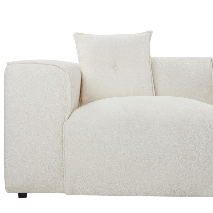 Divano Angolare Bianco Sporco Bouclé 3 Posti Cuscini Extra Dispersi versione sinistra stile Moderno