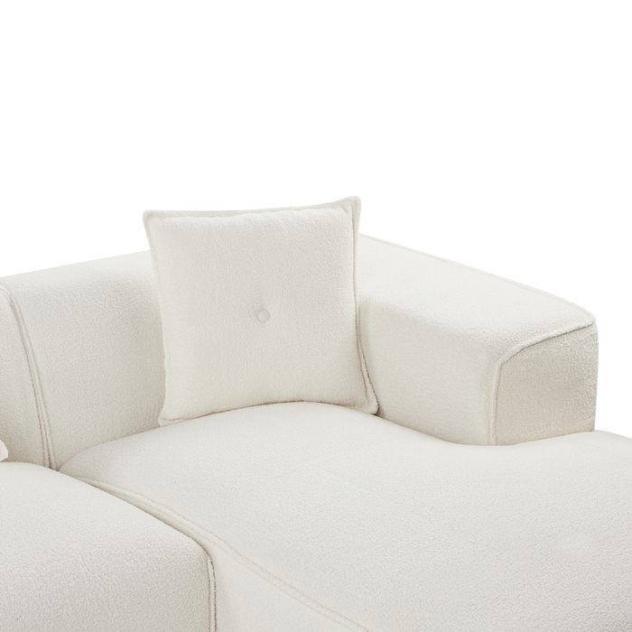 Divano Angolare Bianco Sporco Bouclé 3 Posti Cuscini Extra Dispersi versione sinistra stile Moderno