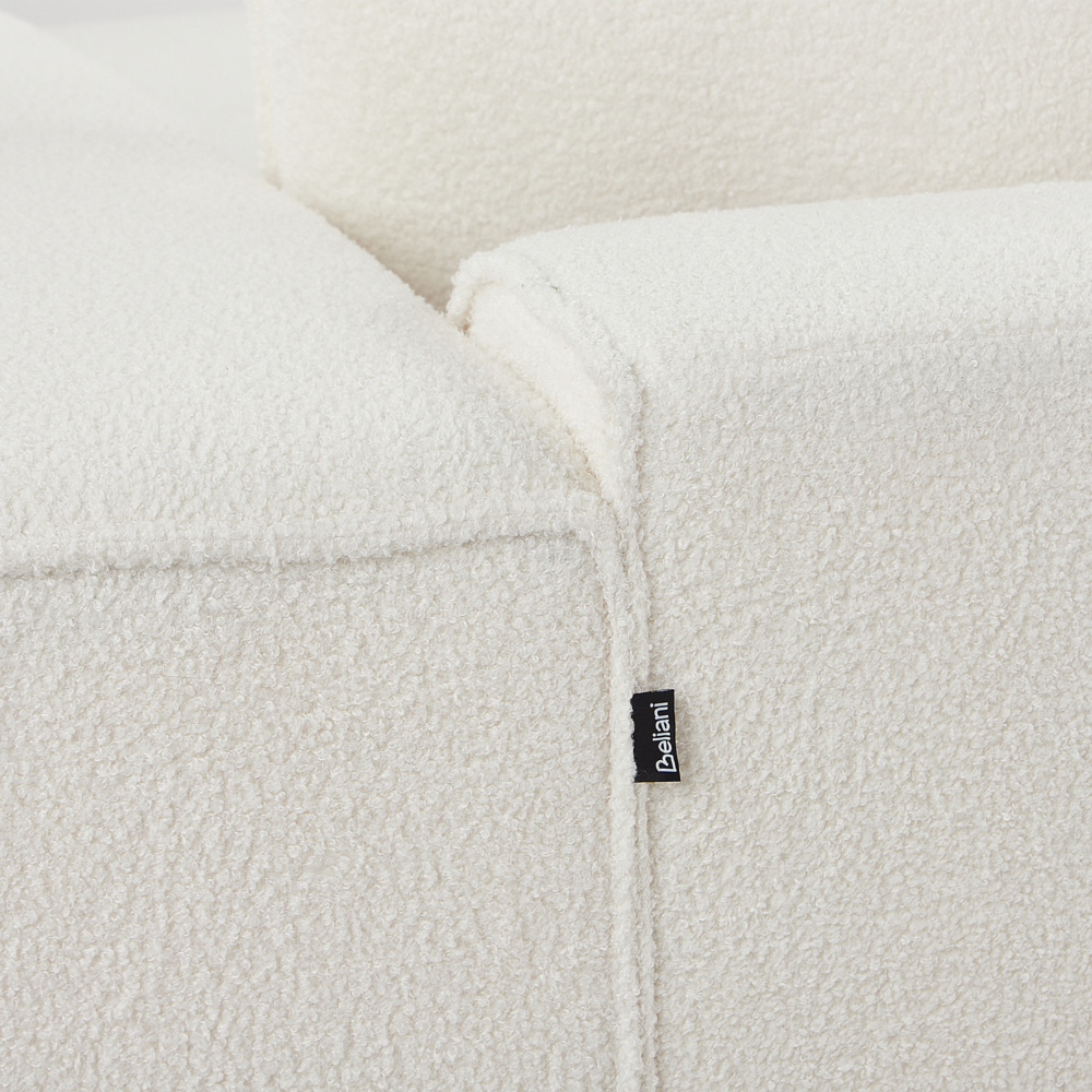 Divano Angolare Bianco Sporco Bouclé 3 Posti Cuscini Extra Dispersi versione sinistra stile Moderno