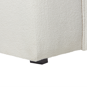 Divano Angolare Bianco Sporco Bouclé 3 Posti Cuscini Extra Dispersi versione sinistra stile Moderno