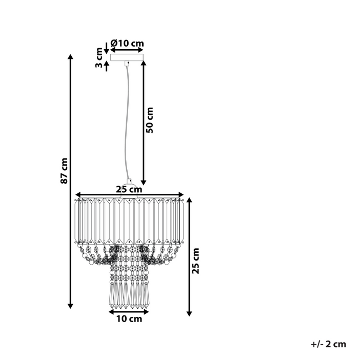 Lampada a Sospensione Metallo Trasparente Vetro Acrilico 83 cm Lampadario Decorativo Finitura Lucida Glam