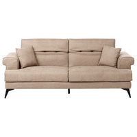 Divano imbottito moderno a 3 posti in tessuto con poggiatesta regolabili Marrone chiaro stile moderno