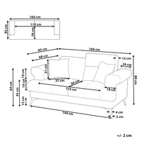 Divano moderno imbottito a 2 posti in tessuto marrone chiaro con poggiatesta regolabili stile moderno