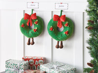 Set di 2 cuscini decorativi verdi in tessuto rotondo da 45 cm Motivo natalizio Ghirlanda Accessorio decorativo