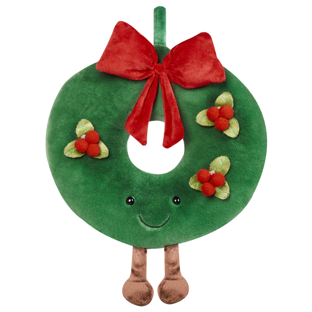 Set di 2 cuscini decorativi verdi in tessuto rotondo da 45 cm Motivo natalizio Ghirlanda Accessorio decorativo