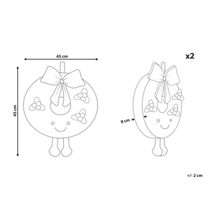 Set di 2 cuscini decorativi verdi in tessuto rotondo da 45 cm Motivo natalizio Ghirlanda Accessorio decorativo