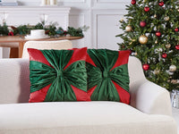 Set di 2 cuscini decorativi in tessuto di velluto rosso e verde con motivo di regalo di Natale 45 x 45 cm Accessorio decorativo