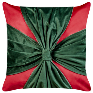 Set di 2 cuscini decorativi in tessuto di velluto rosso e verde con motivo di regalo di Natale 45 x 45 cm Accessorio decorativo