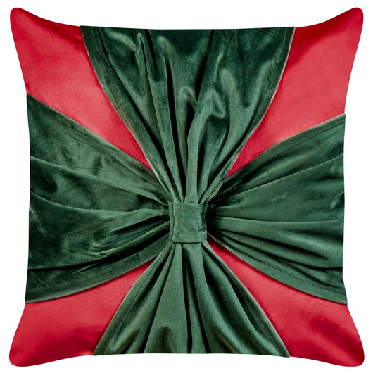 Set di 2 cuscini decorativi in tessuto di velluto rosso e verde con motivo di regalo di Natale 45 x 45 cm Accessorio decorativo