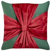 Set di 2 cuscini decorativi in tessuto di velluto verde e rosso con motivo di regalo di Natale 45 x 45 cm Accessorio decorativo