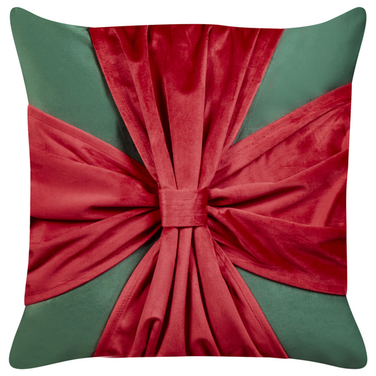 Set di 2 cuscini decorativi in tessuto di velluto verde e rosso con motivo di regalo di Natale 45 x 45 cm Accessorio decorativo